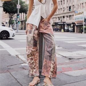 Free People We The Free Moxie Printed Low-Slung Barrel Jeans